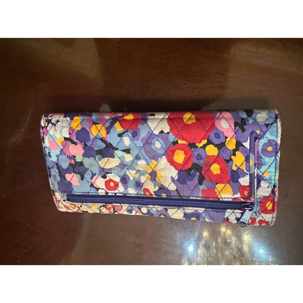 Vera Bradley Purple Floral Trifold Wallet Magnetic Closure  Clutch Purse - Picture 3 of 4